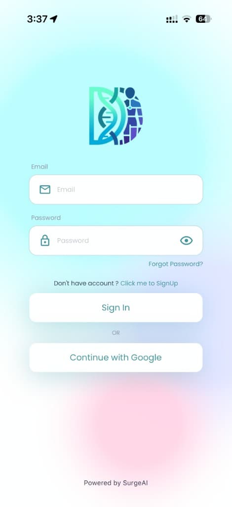 Daphne sign-in screen